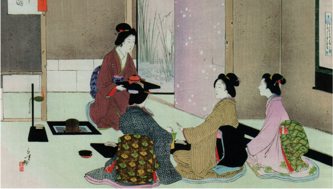 Gammal japansk målning (1800-tal) - teceremoni